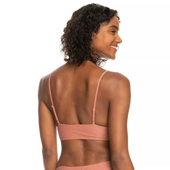 Roxy NWT XL Bikini Top Coconut Crew Tank Swim Top Pink Neutral Shimmer‎ - Picture 8 of 10